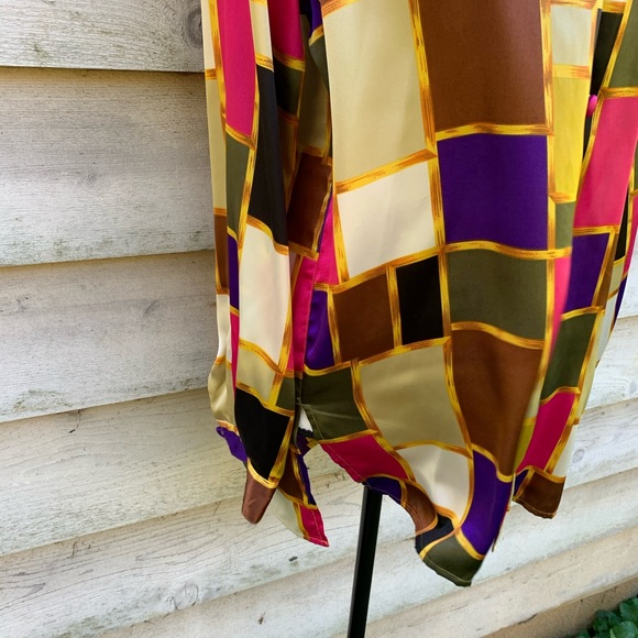 Vintage 80s Gold Geometric Button Down Mod Shirt - Picture 8 of 16